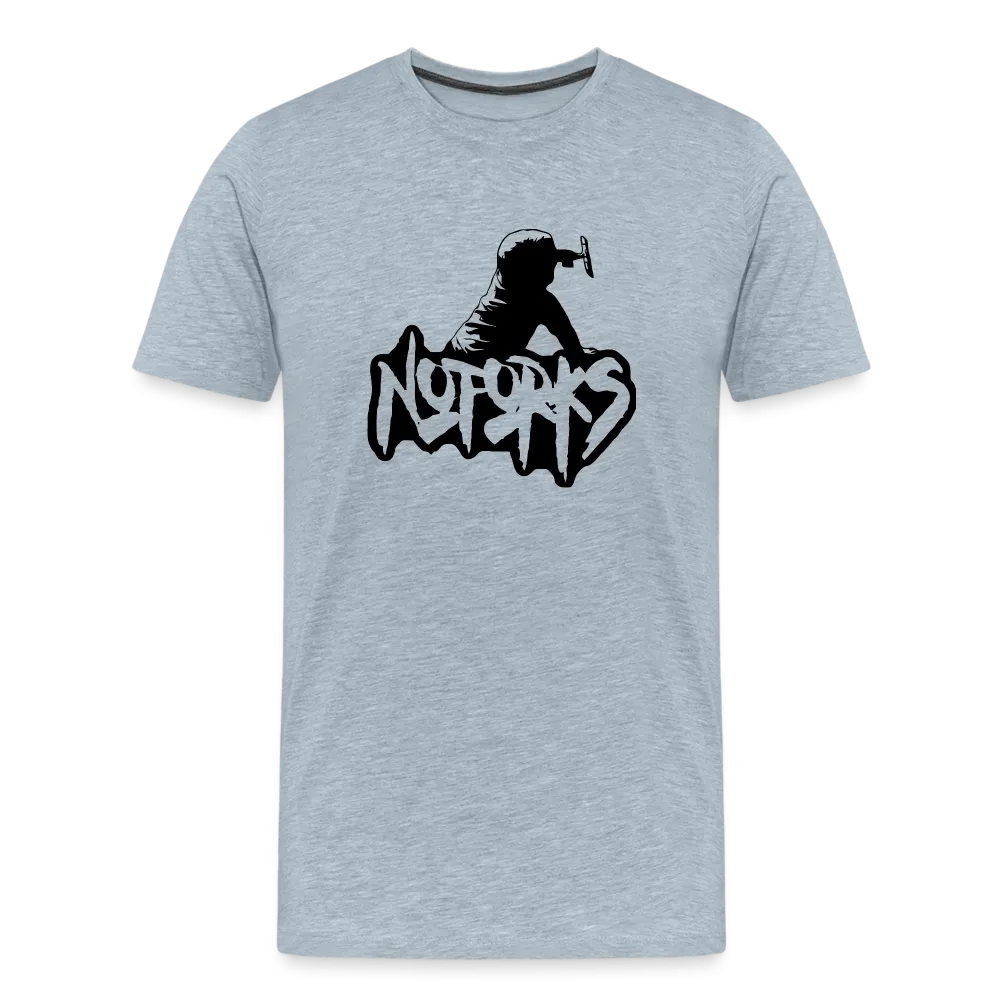 Light but Loud – No Forks Men’s Premium Tee (Black Logo Edition)