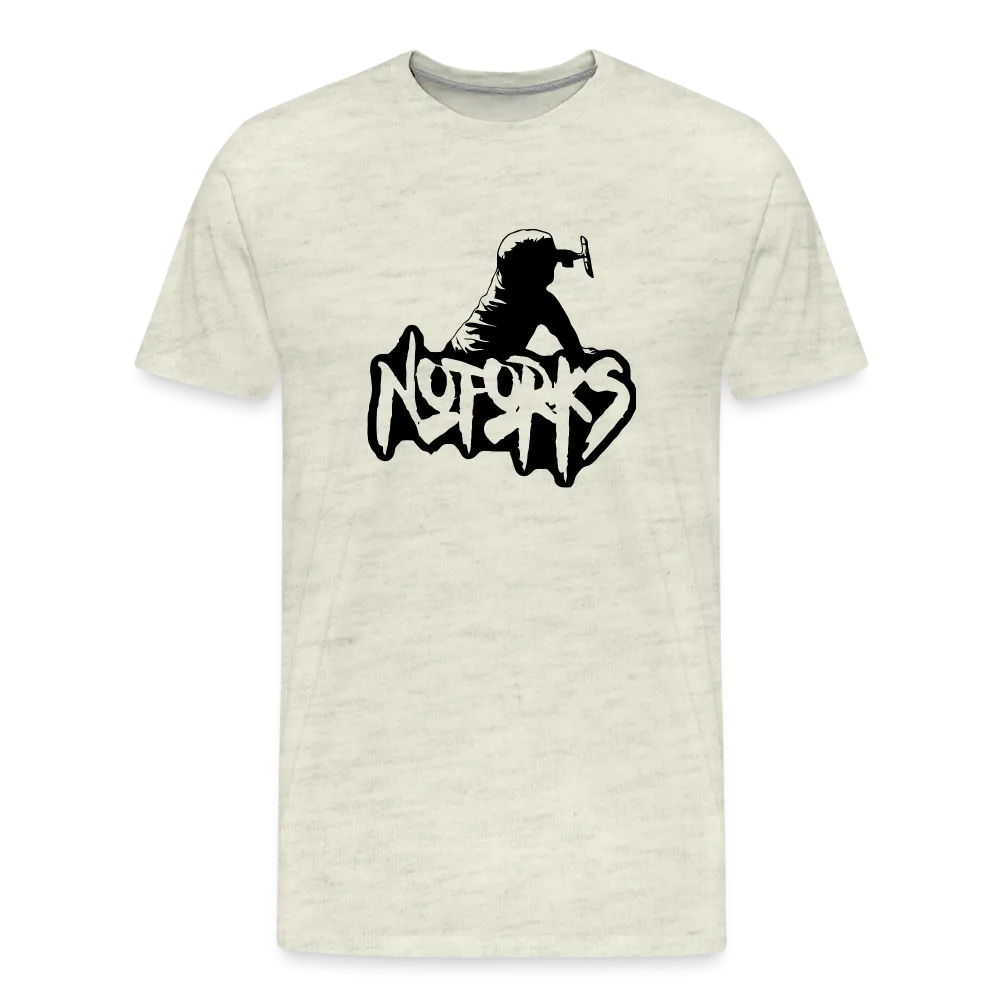 Light but Loud – No Forks Men’s Premium Tee (Black Logo Edition)