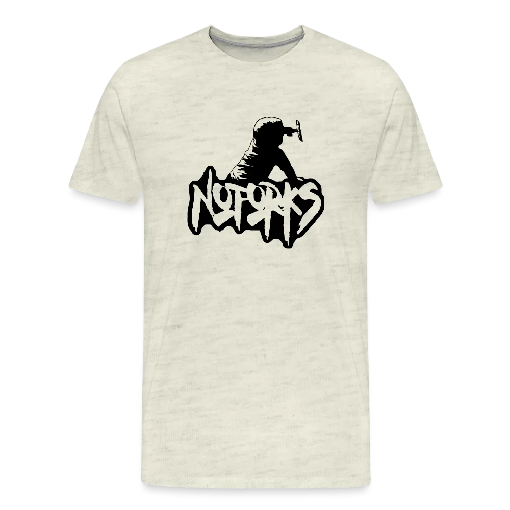 Light but Loud – No Forks Men’s Premium Tee (Black Logo Edition)