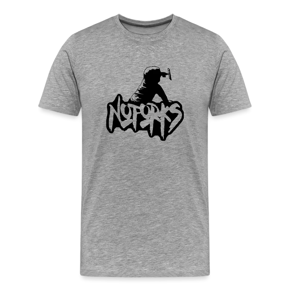 Light but Loud – No Forks Men’s Premium Tee (Black Logo Edition)