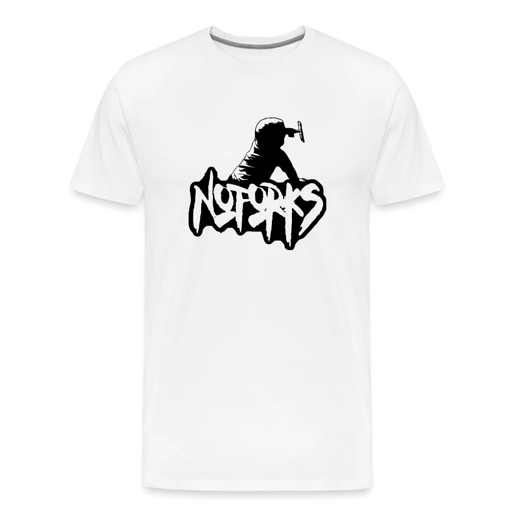 Light but Loud – No Forks Men’s Premium Tee (Black Logo Edition)