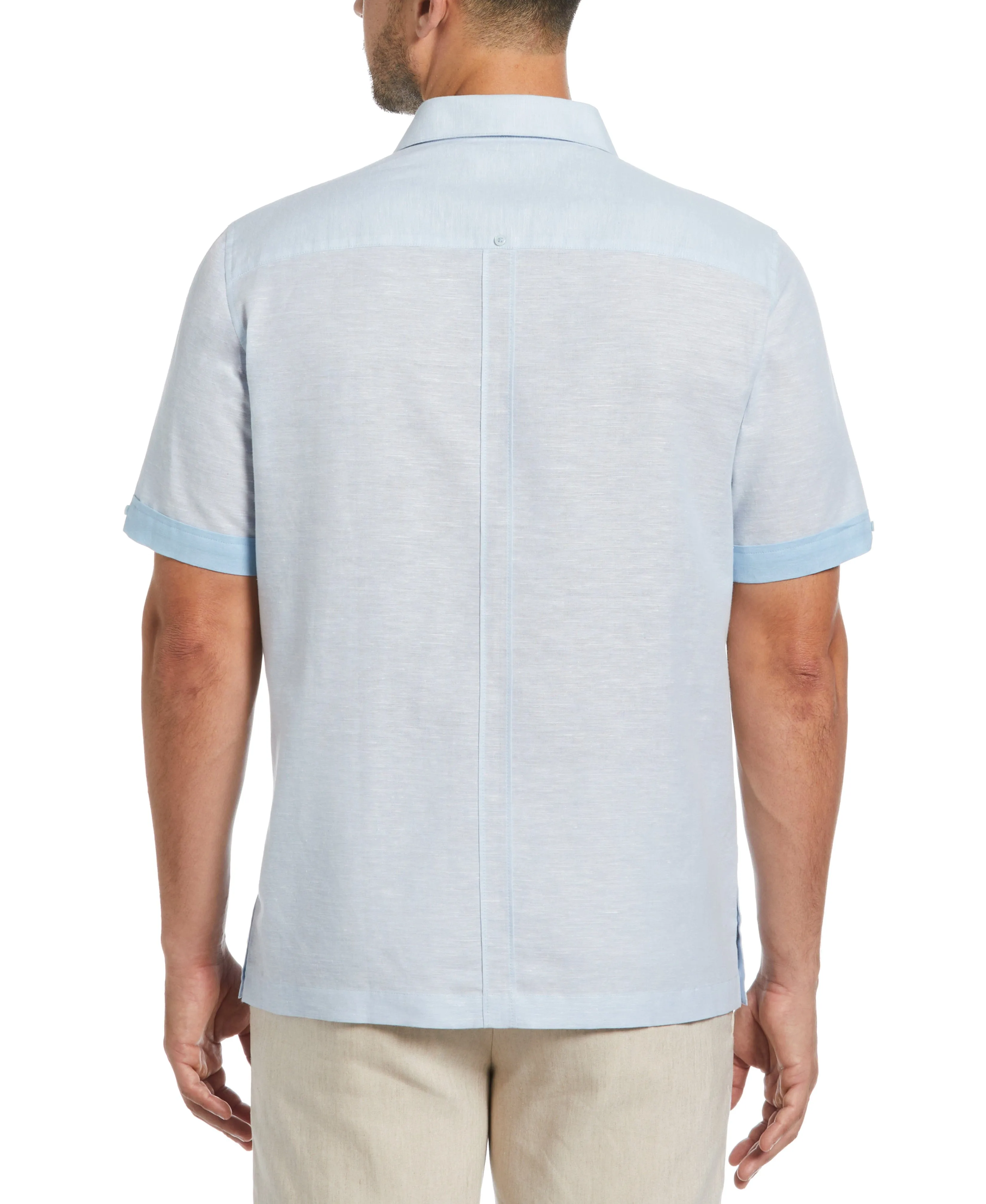 Linen Blend Cross Dye Guayabera Shirt