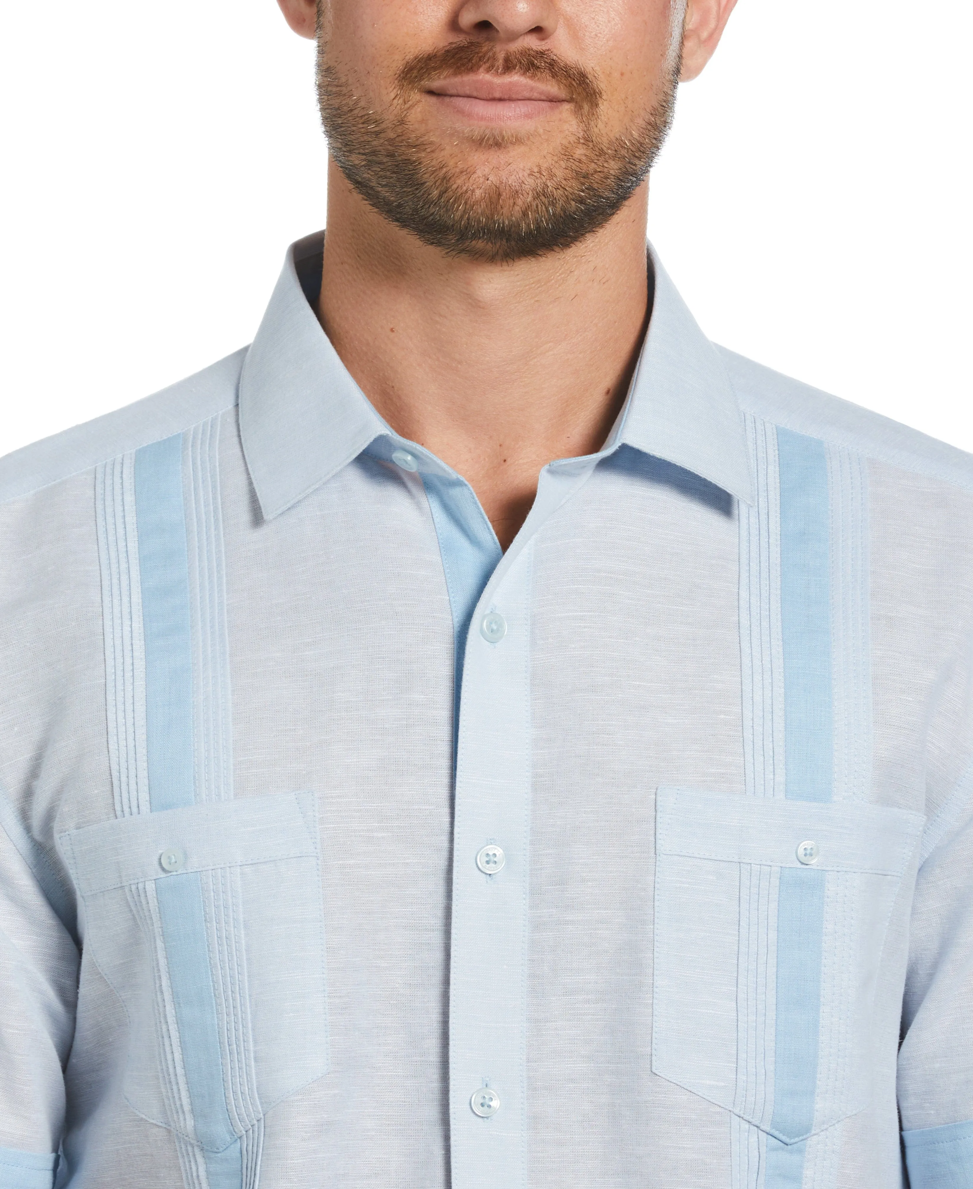 Linen Blend Cross Dye Guayabera Shirt