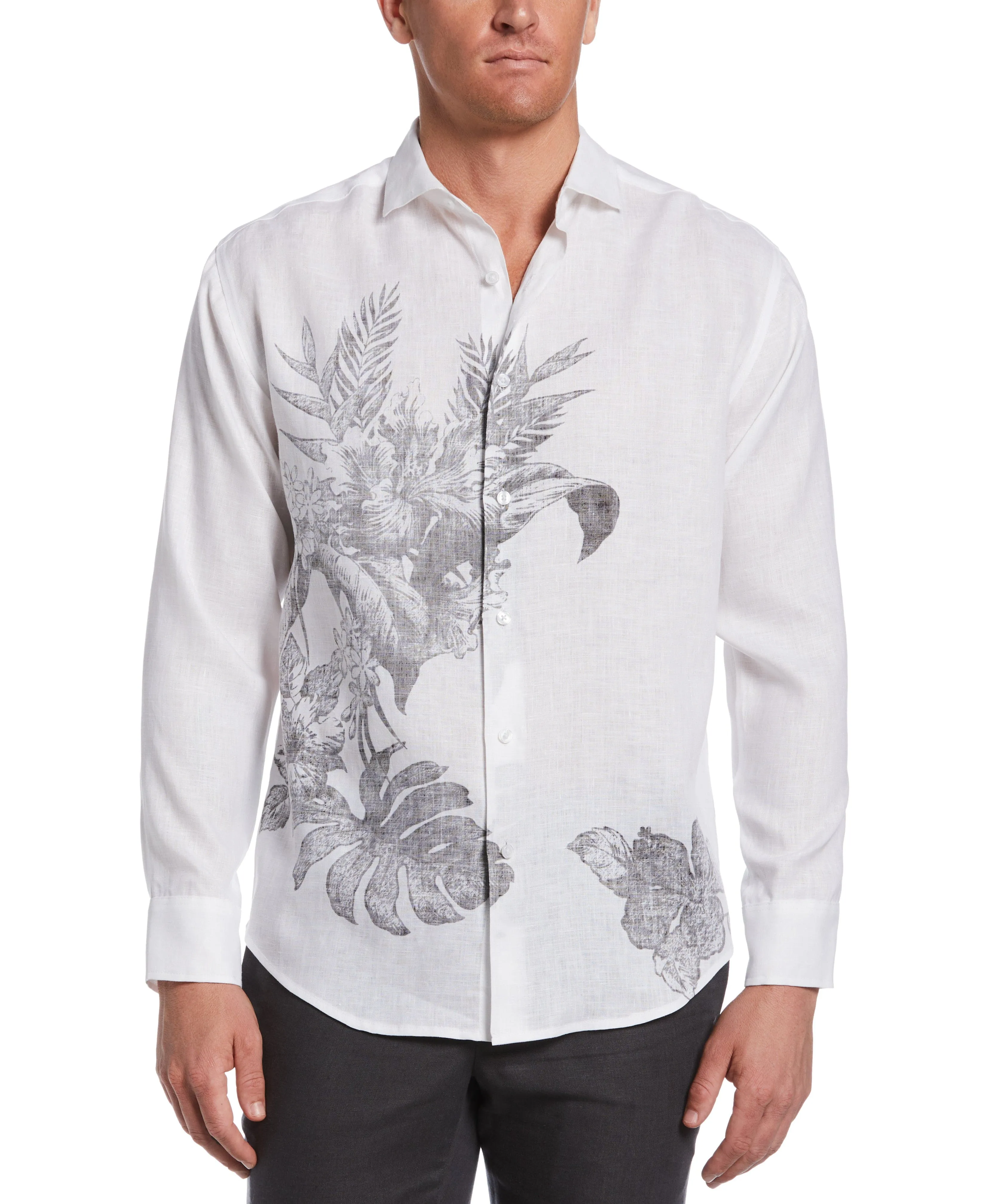 Linen Engineered Floral Print Shirt