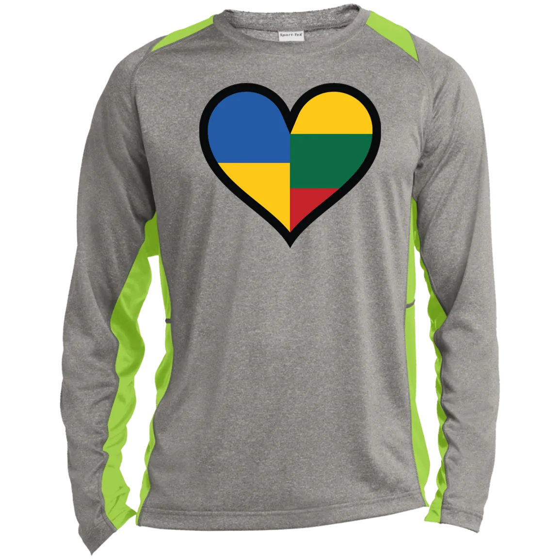 Lithuania Ukraine Heart - Men's Long Sleeve Colorblock Activewear Performance T