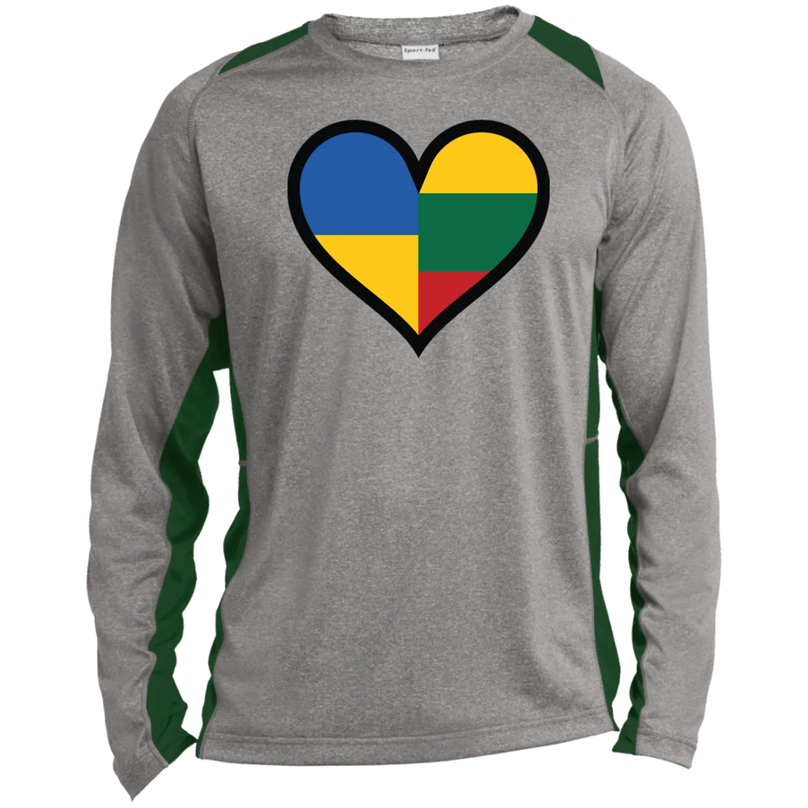 Lithuania Ukraine Heart - Men's Long Sleeve Colorblock Activewear Performance T