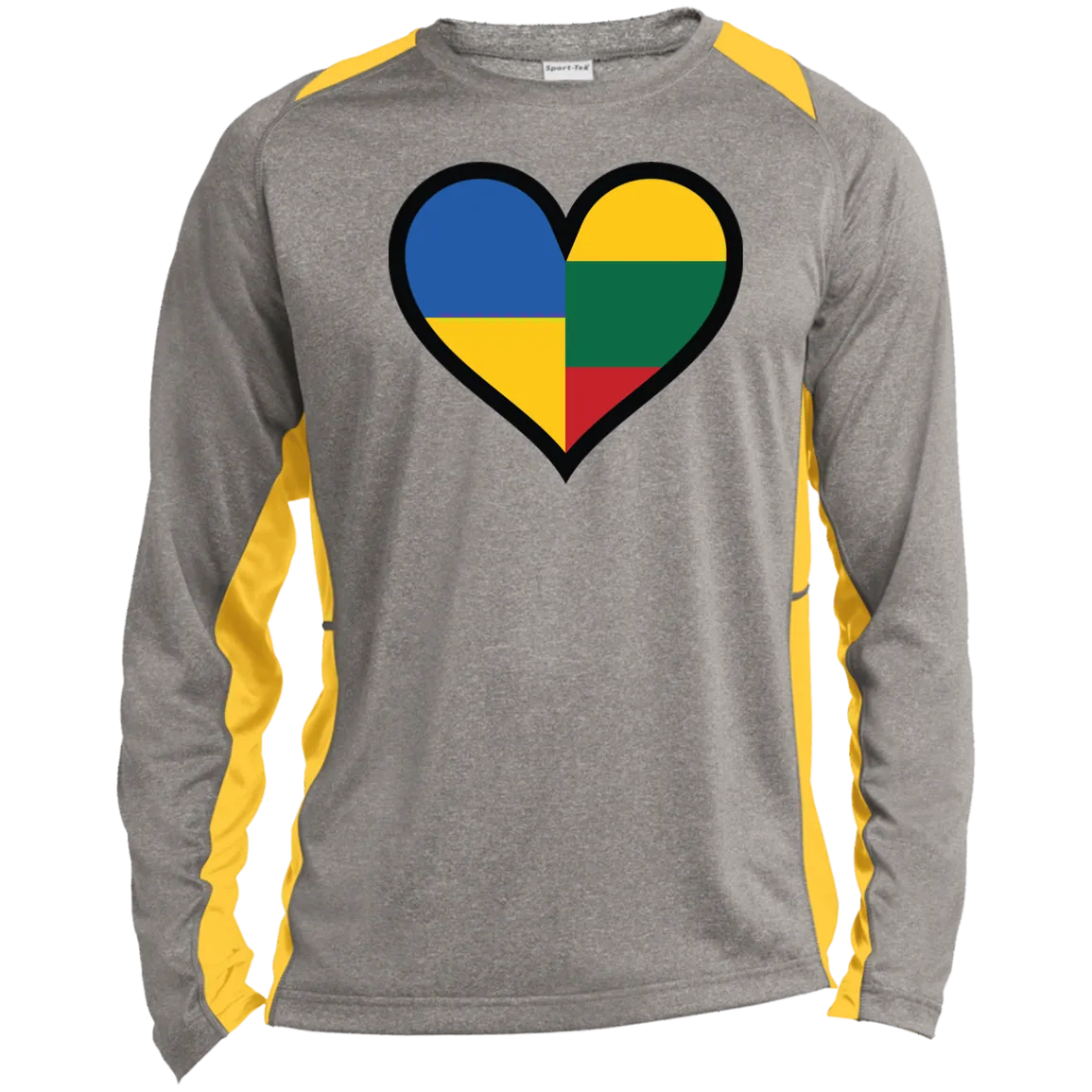 Lithuania Ukraine Heart - Men's Long Sleeve Colorblock Activewear Performance T