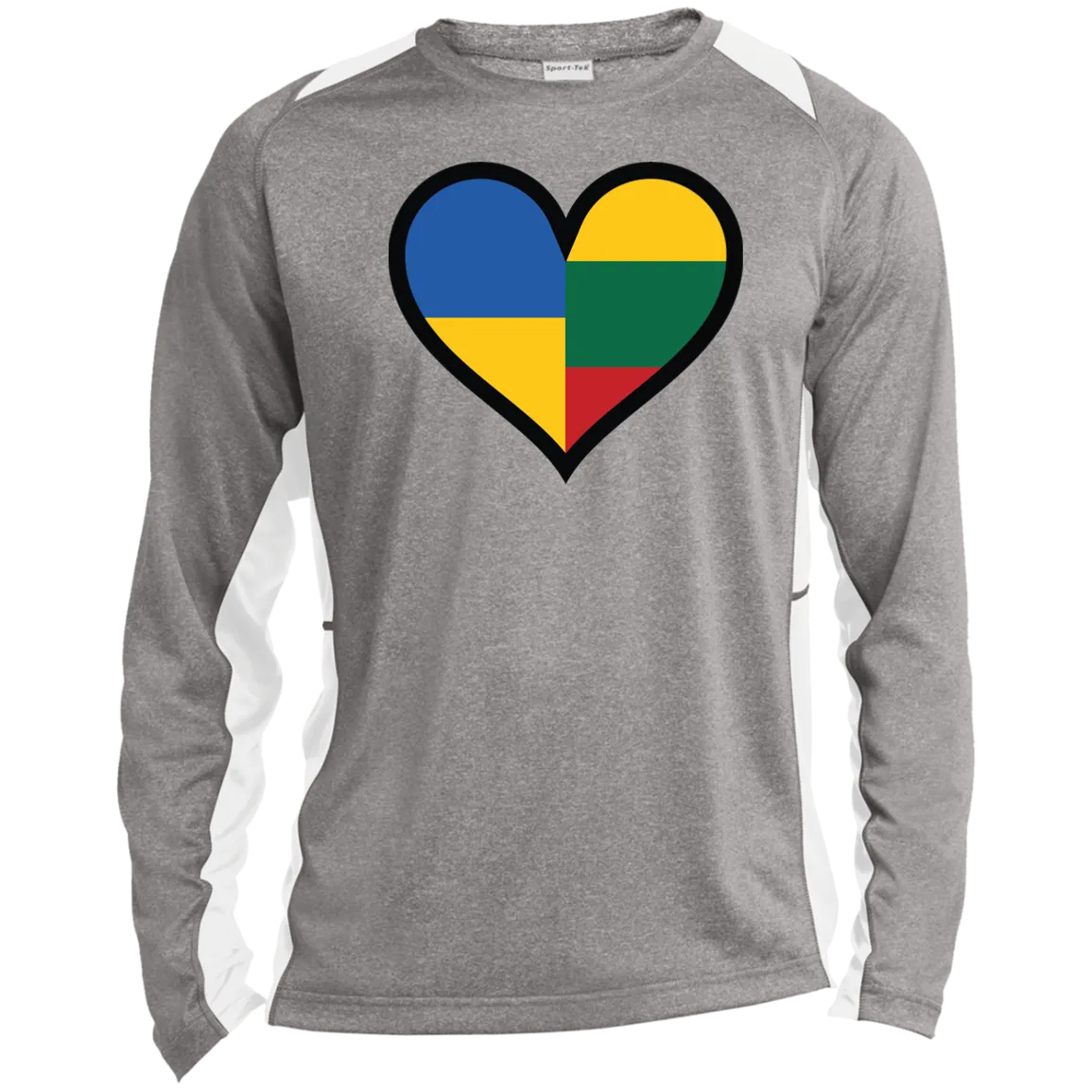 Lithuania Ukraine Heart - Men's Long Sleeve Colorblock Activewear Performance T