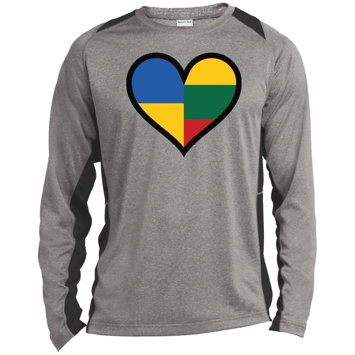 Lithuania Ukraine Heart - Men's Long Sleeve Colorblock Activewear Performance T