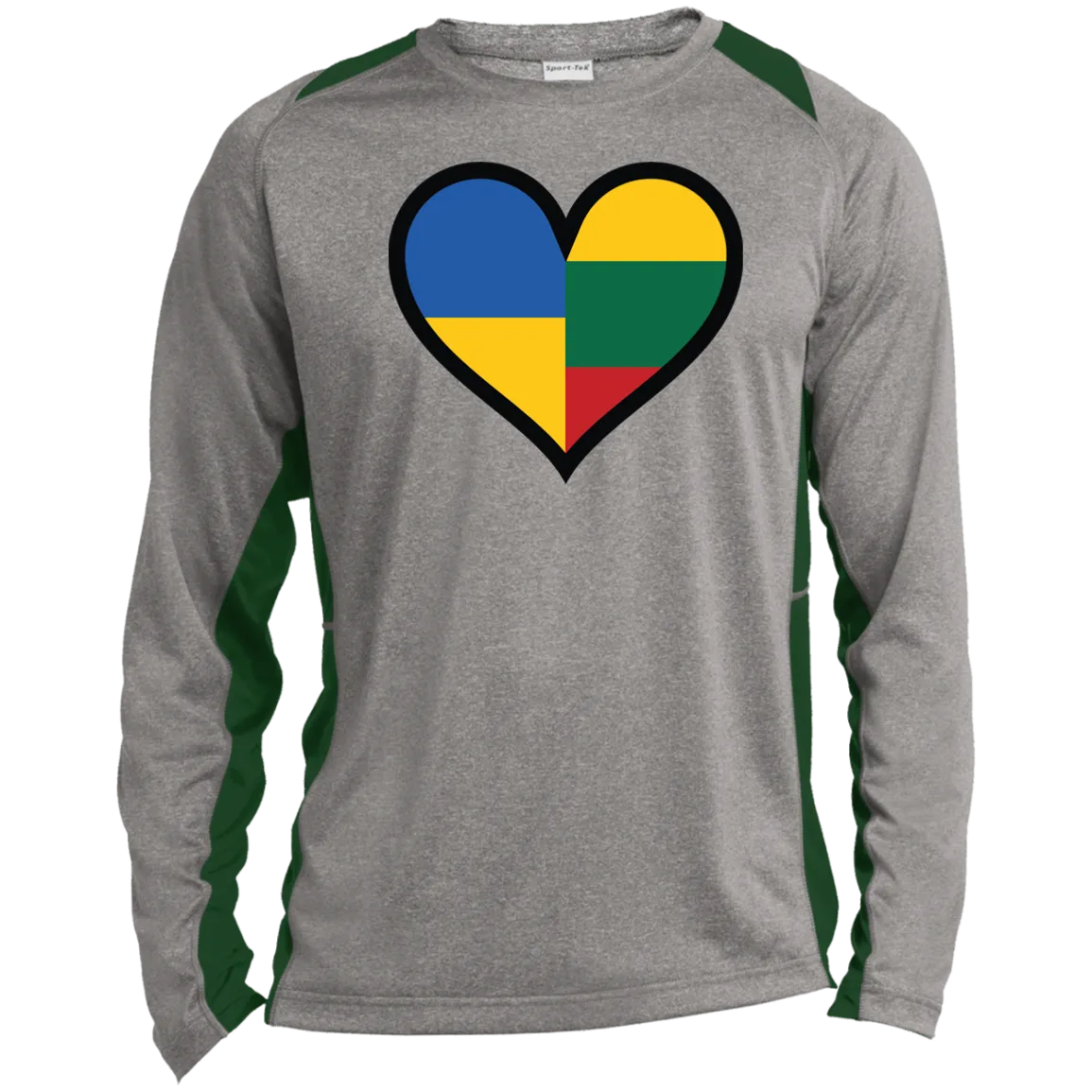Lithuania Ukraine Heart - Men's Long Sleeve Colorblock Activewear Performance T