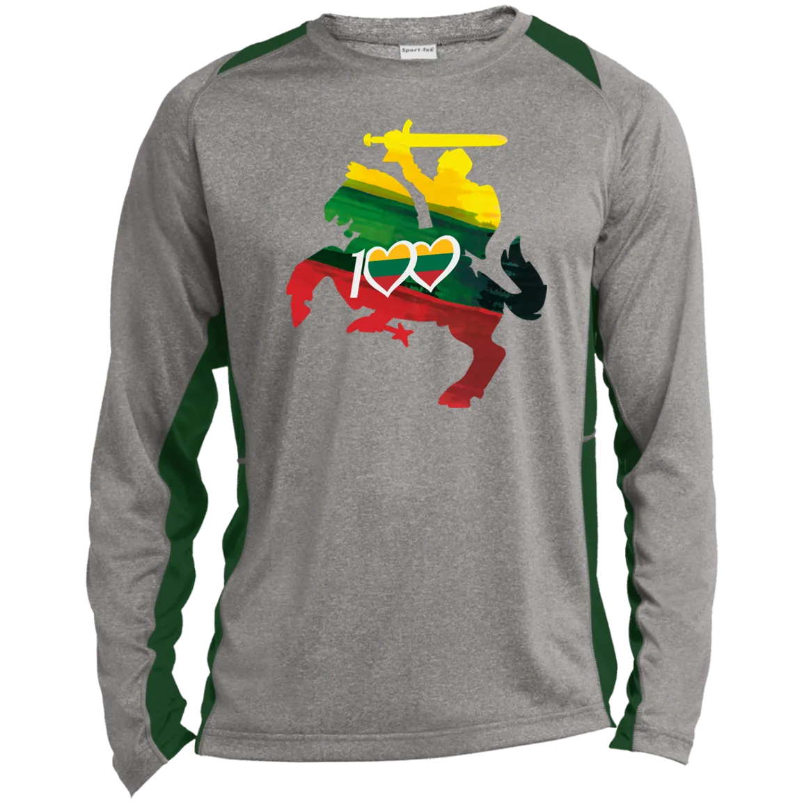 Lithuanian Knight 100 - Men's Long Sleeve Colorblock Activewear Performance T