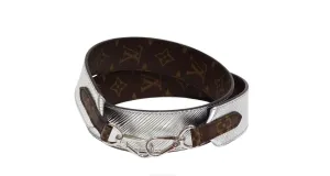 Louis Vuitton Monogram Silver Metallic Reversible Shoulder Strap