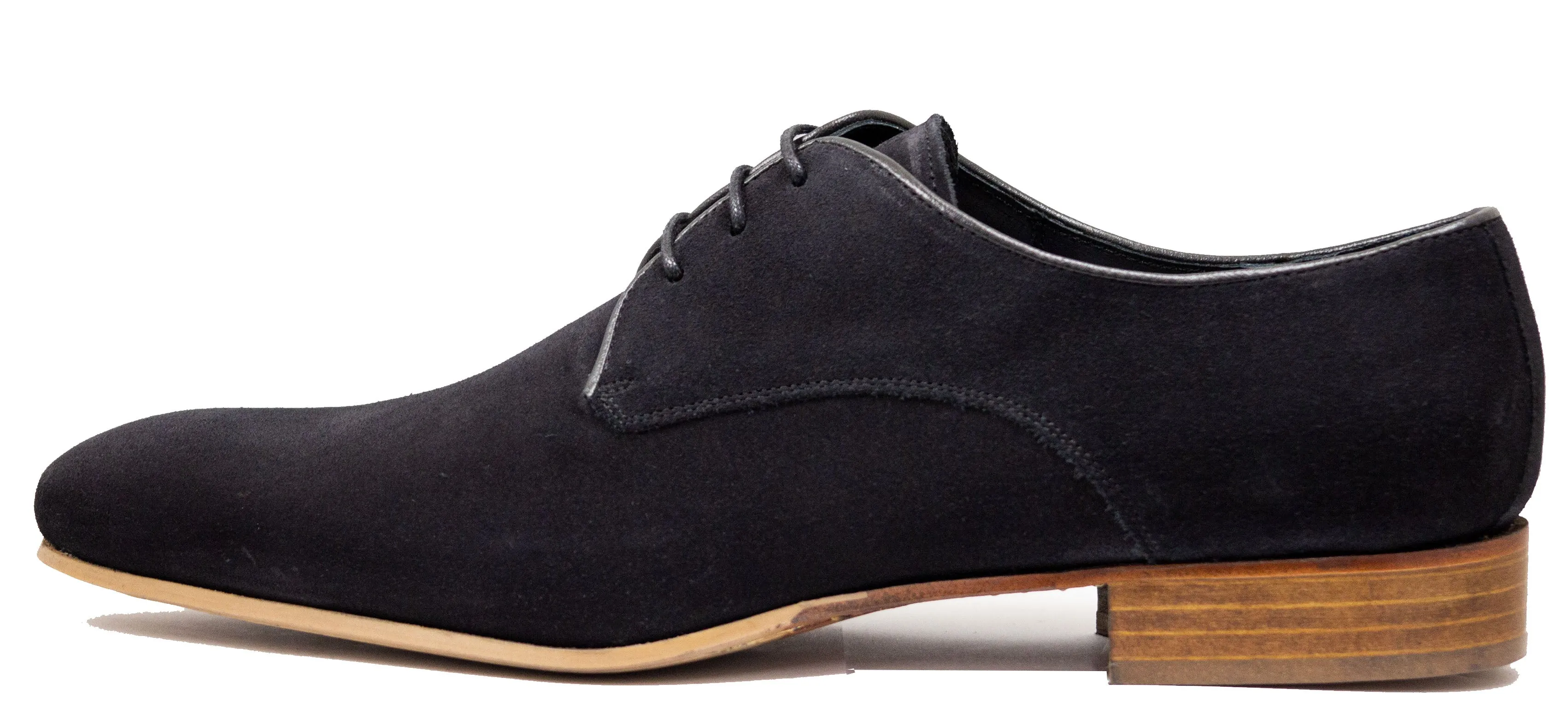 Luciana Men's Black Suede Plain Toe Dress Shoe 7501