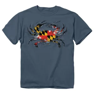 Maryland Flag Ripped Crab T-Shirt