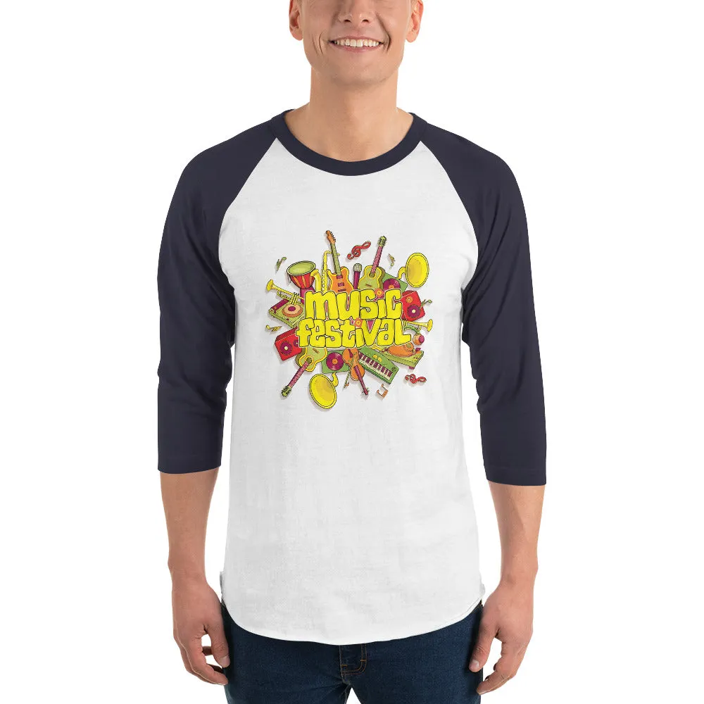 Men's 3/4th Sleeve Raglan T- Shirt - The Musical Festival