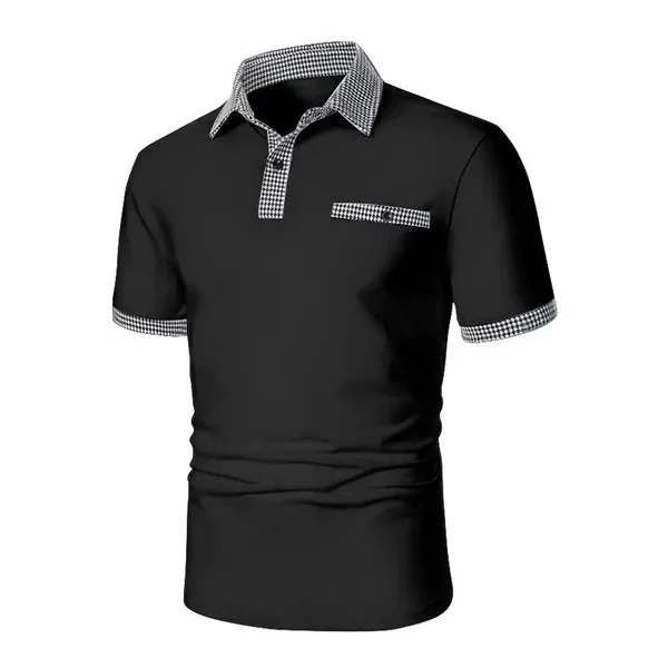 MEN'S BUTTON DOWN COLORBLOCK SPORTS SHORT SLEEVE POLO SHIRT