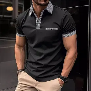 MEN'S BUTTON DOWN COLORBLOCK SPORTS SHORT SLEEVE POLO SHIRT