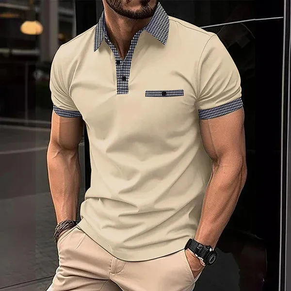 MEN'S BUTTON DOWN COLORBLOCK SPORTS SHORT SLEEVE POLO SHIRT