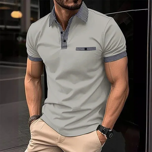 MEN'S BUTTON DOWN COLORBLOCK SPORTS SHORT SLEEVE POLO SHIRT