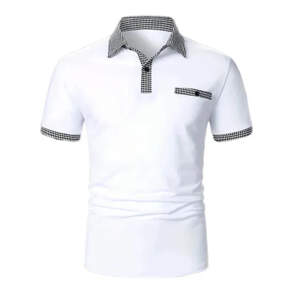 MEN'S BUTTON DOWN COLORBLOCK SPORTS SHORT SLEEVE POLO SHIRT