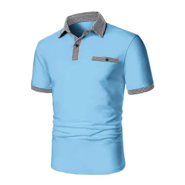 MEN'S BUTTON DOWN COLORBLOCK SPORTS SHORT SLEEVE POLO SHIRT