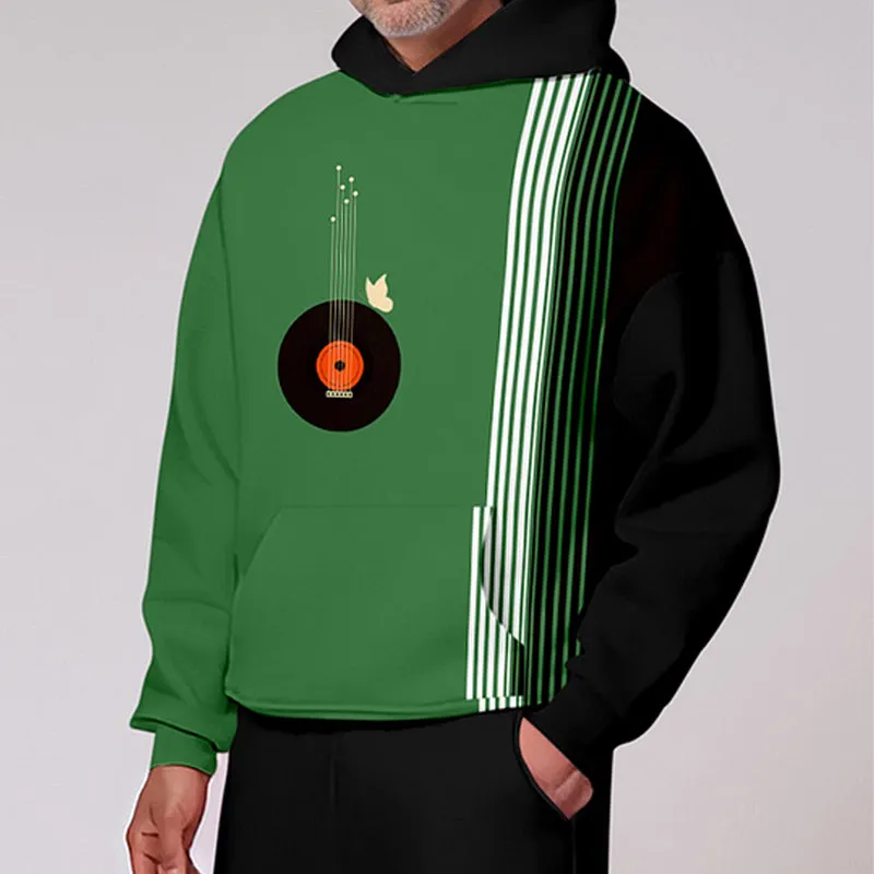 Men's colorblock print sports hoodie 2410002323