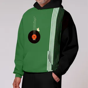 Men's colorblock print sports hoodie 2410002323