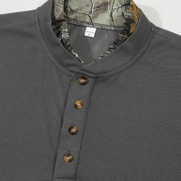 MEN'S COLORBLOCK WAFFLE HENLEY NECK SHORT SLEEVE T-SHIRT