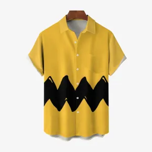 Men's Geometric Colorblock Short Sleeve Resort Shirt 2305102379