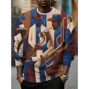 Men's Jazz Musician Colorblock Art Print Sweatshirt