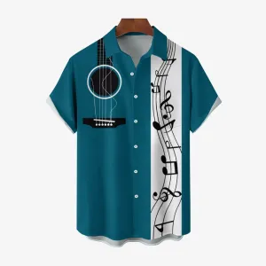 Men's Music Note Graphic Print Shirt 2407001967