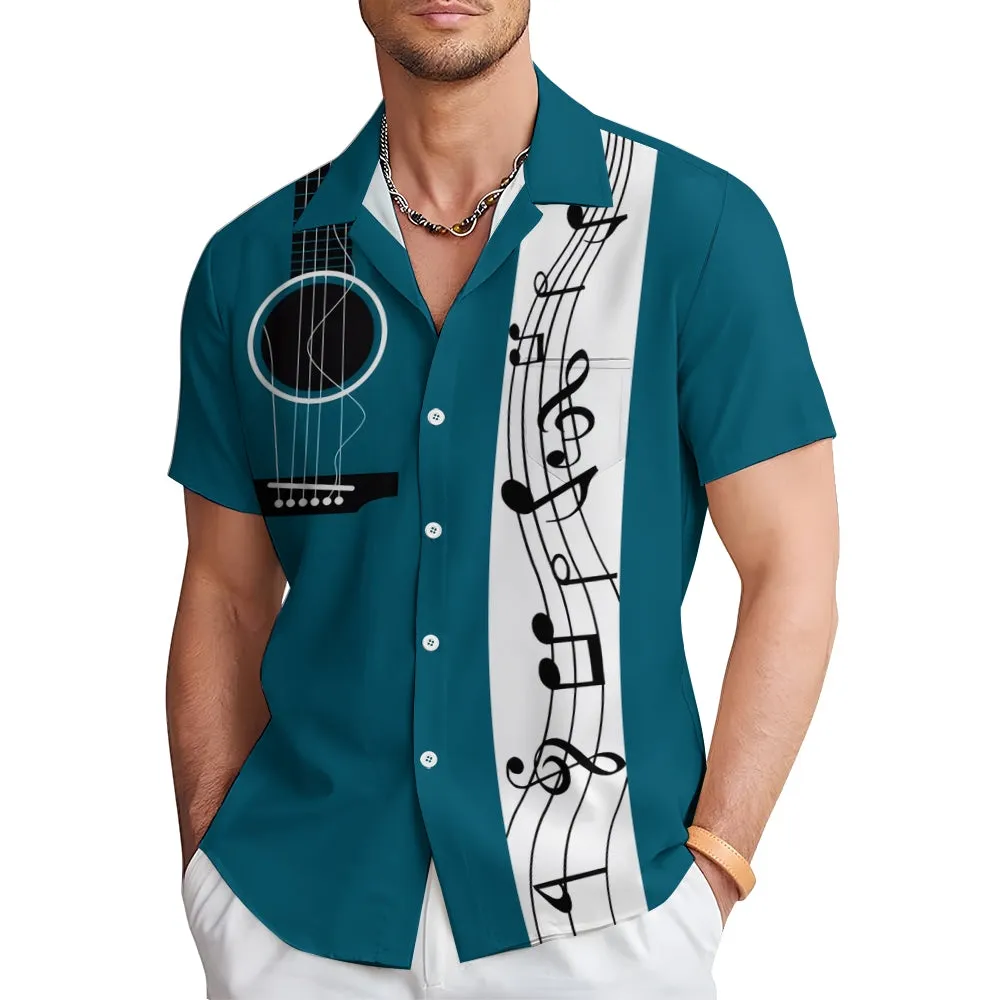 Men's Music Note Graphic Print Shirt 2407001967