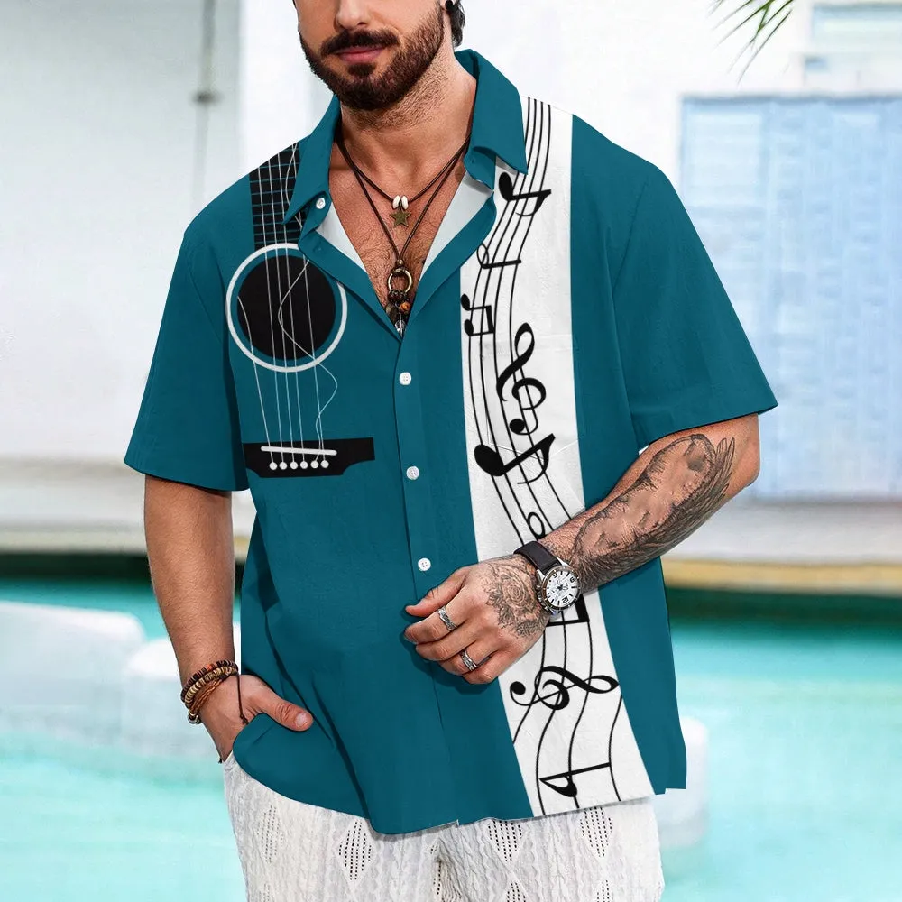 Men's Music Note Graphic Print Shirt 2407001967