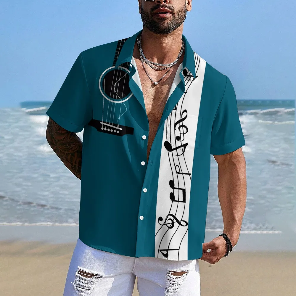 Men's Music Note Graphic Print Shirt 2407001967