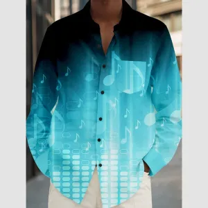 Men's Music Note Printed Long Sleeve Shirts