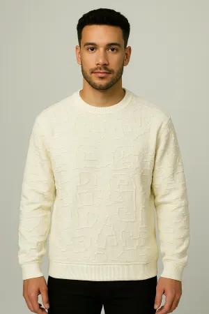 Men's  Plus Size Textured Round Neck Long Sleeve Sweatshirt