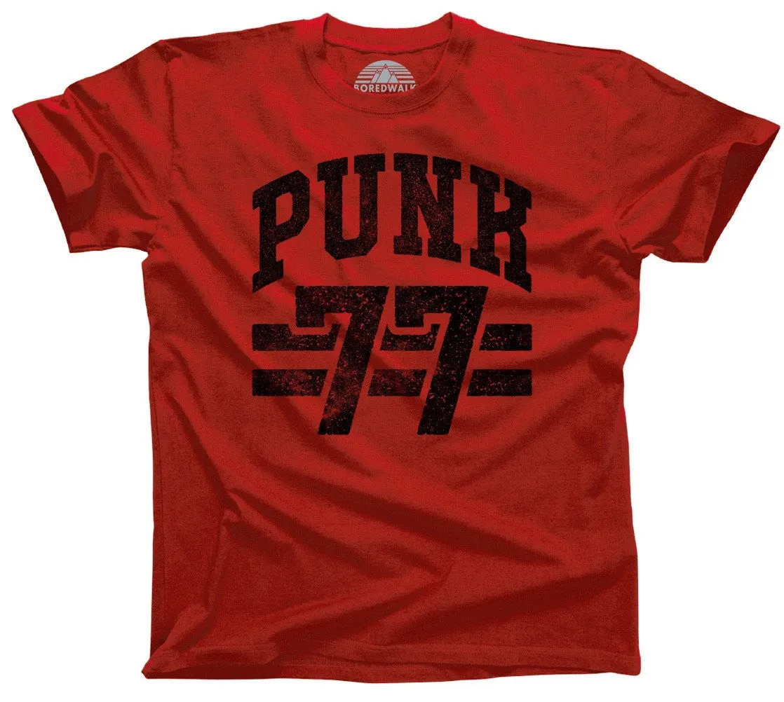 Men's Punk 77 T-Shirt Alternative 90s Music Punk Grunge Rock and Roll