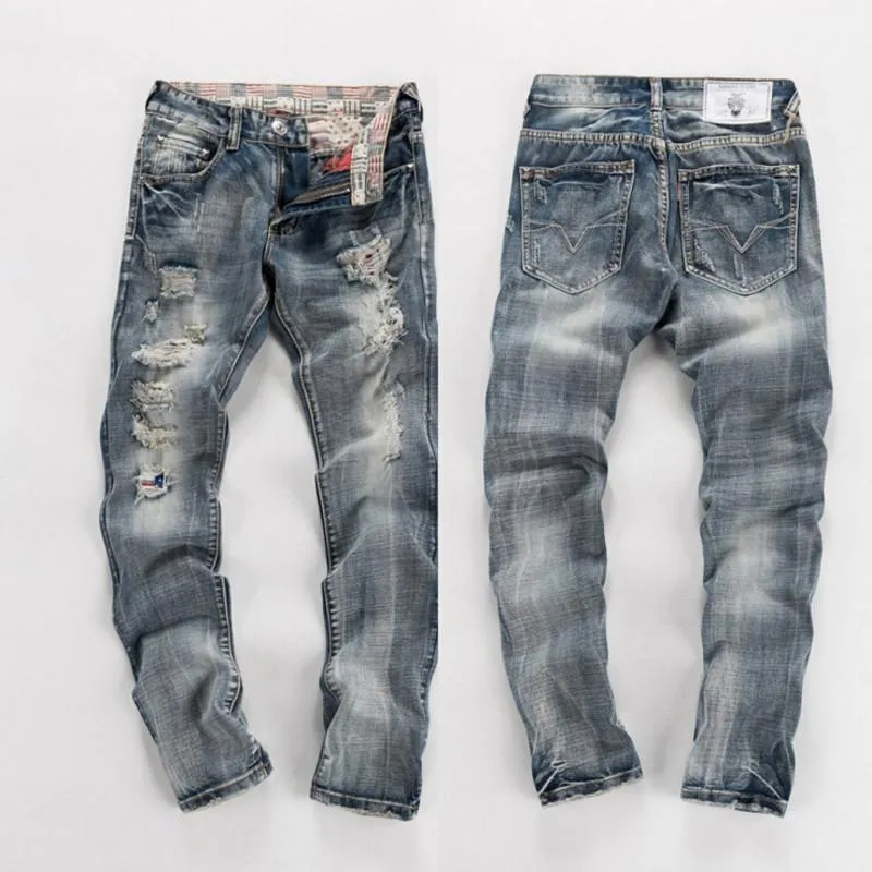 Men's Ripped Light Wash Jeans