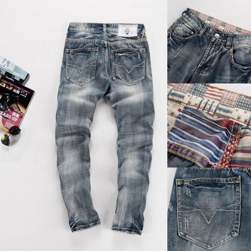 Men's Ripped Light Wash Jeans