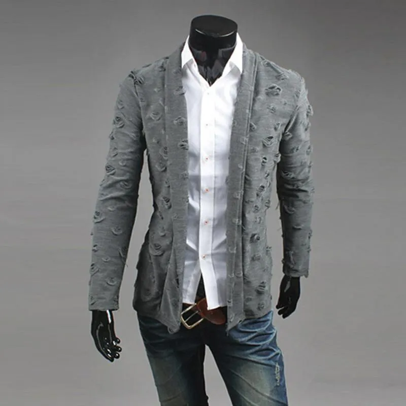 Men's Ripped Solid Fashion Sweater