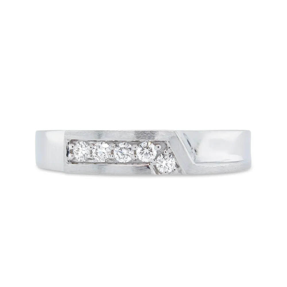 Men's Simple Diamond Band in White Gold