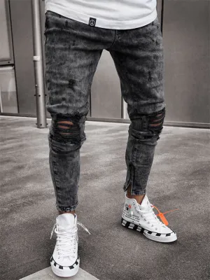 Men's Simple Vogue Snug Black Pencil Jeans