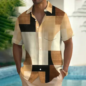 Men's Vibrant Colorblock Short Sleeve Casual Shirt 2409001412