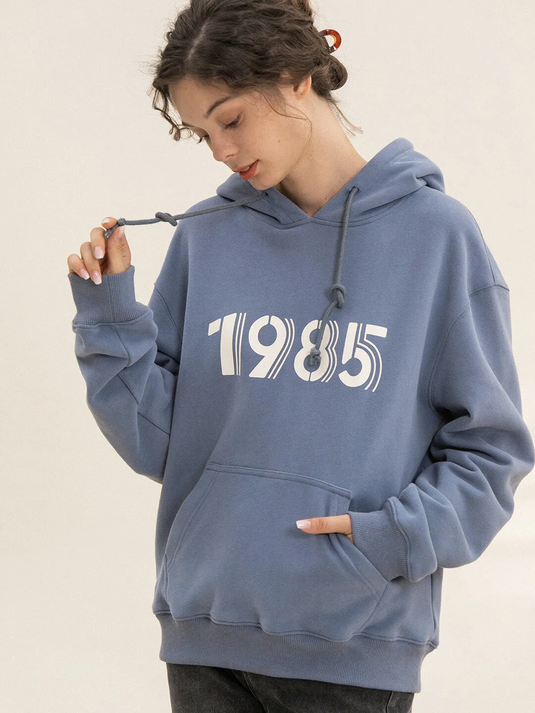Nicole Numbers Printed Fleece Hoodie