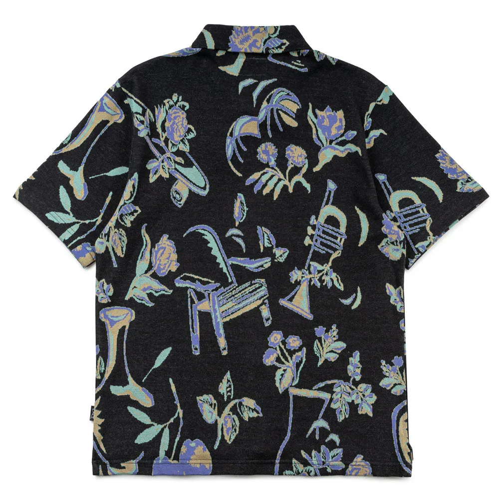 Object Jacquard Button Up Top | Black
