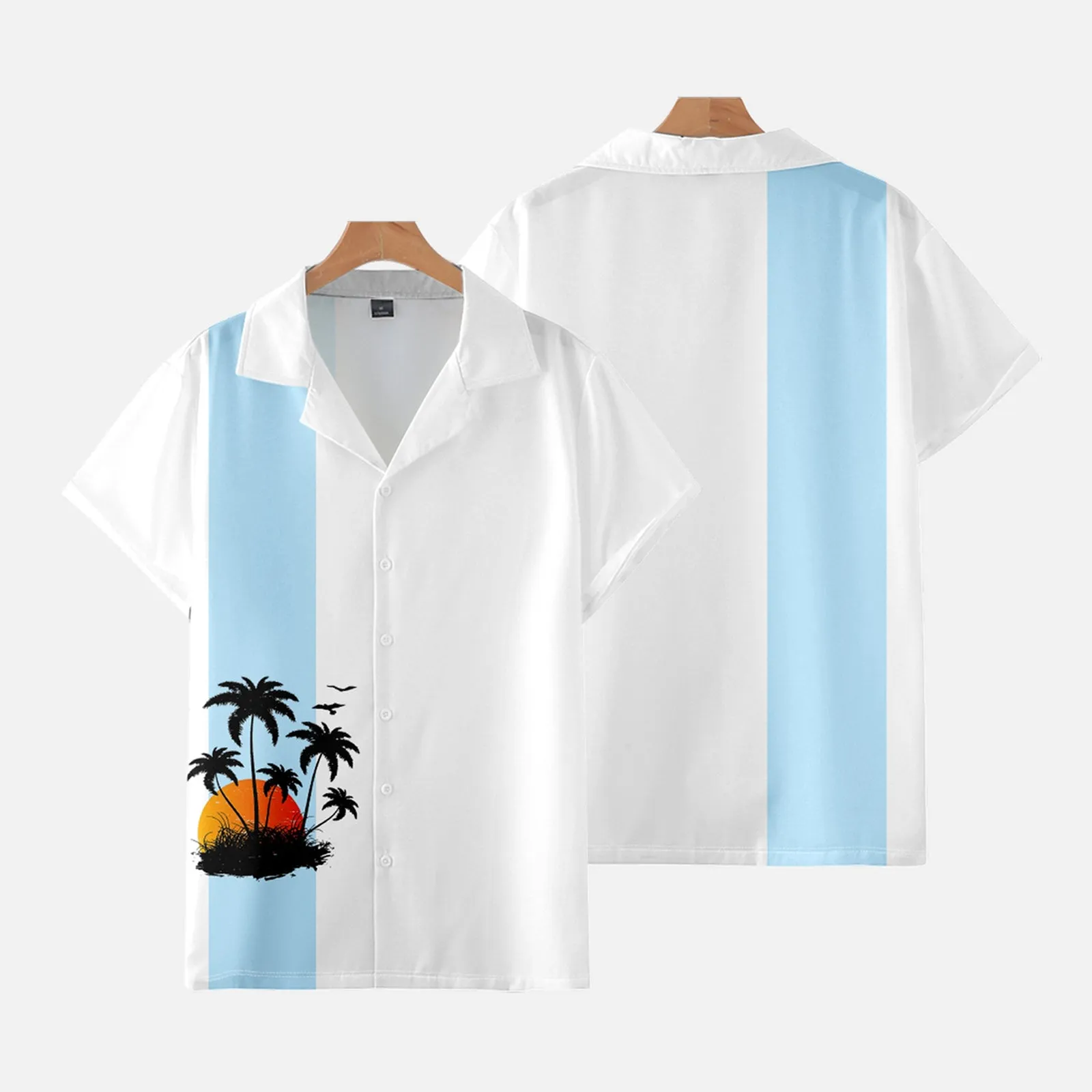 PALM TREE COLORBLOCK SHIRT ALOHA SHIRT