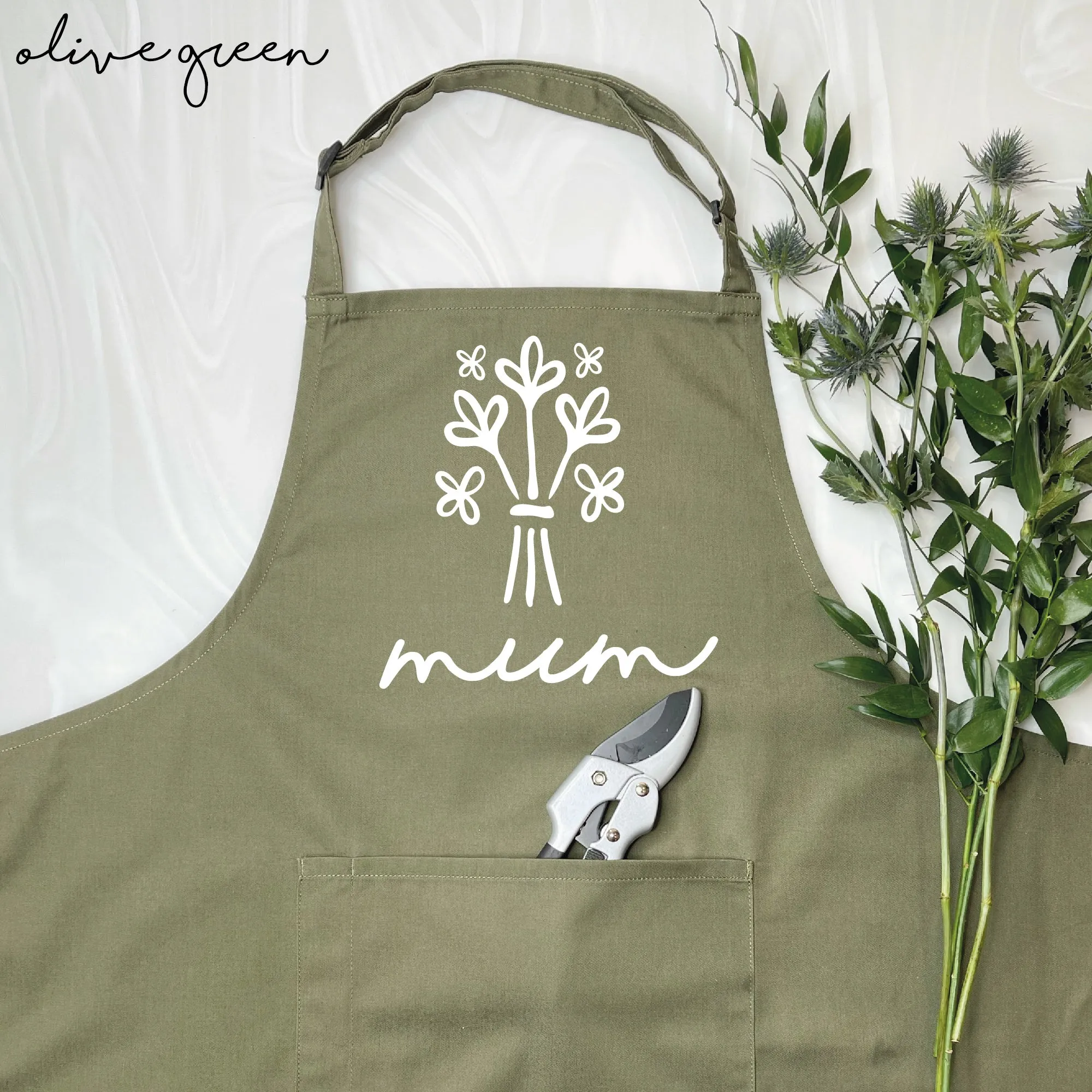 Personalised Apron For Mum Flowers Bouquet