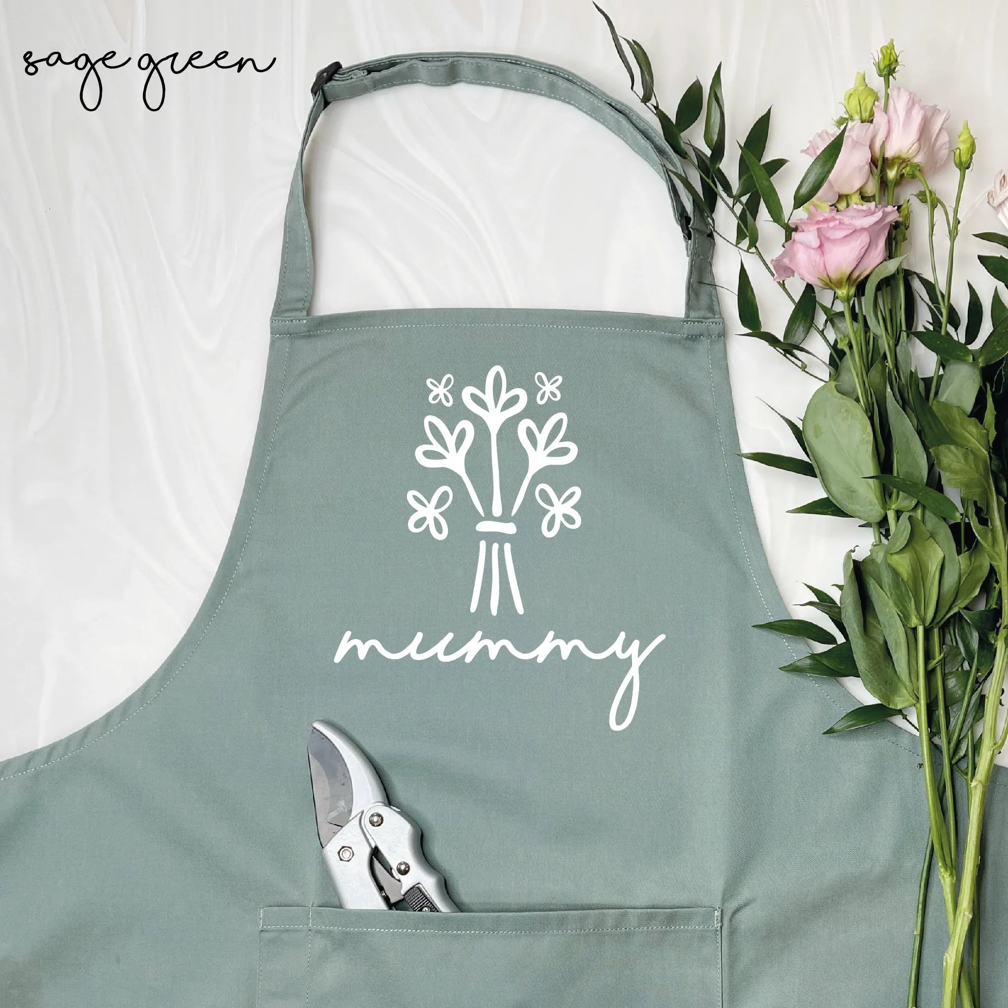 Personalised Apron For Mum Flowers Bouquet