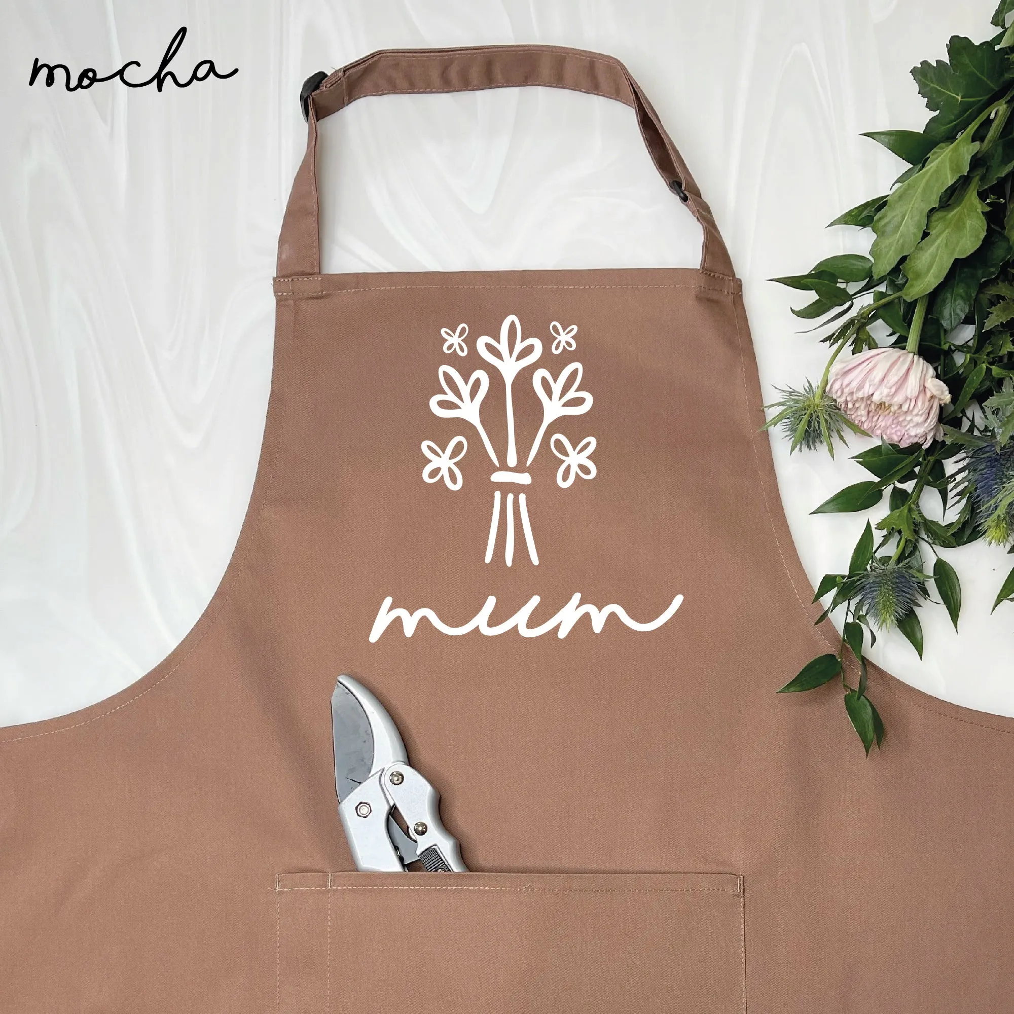 Personalised Apron For Mum Flowers Bouquet