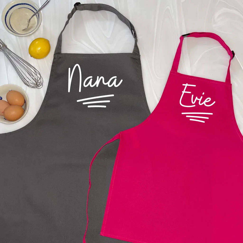 Personalised Grandma And Child Ballpoint Apron Set